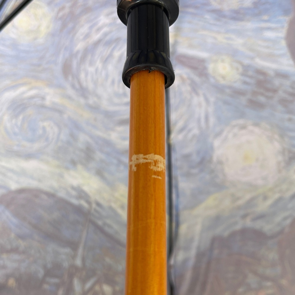 Van Gogh The Starry Night Art Print Umbrella Curved Wood Handle Blue Yellow - Picture 9 of 9